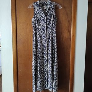 Tan and navy vintage floral dress